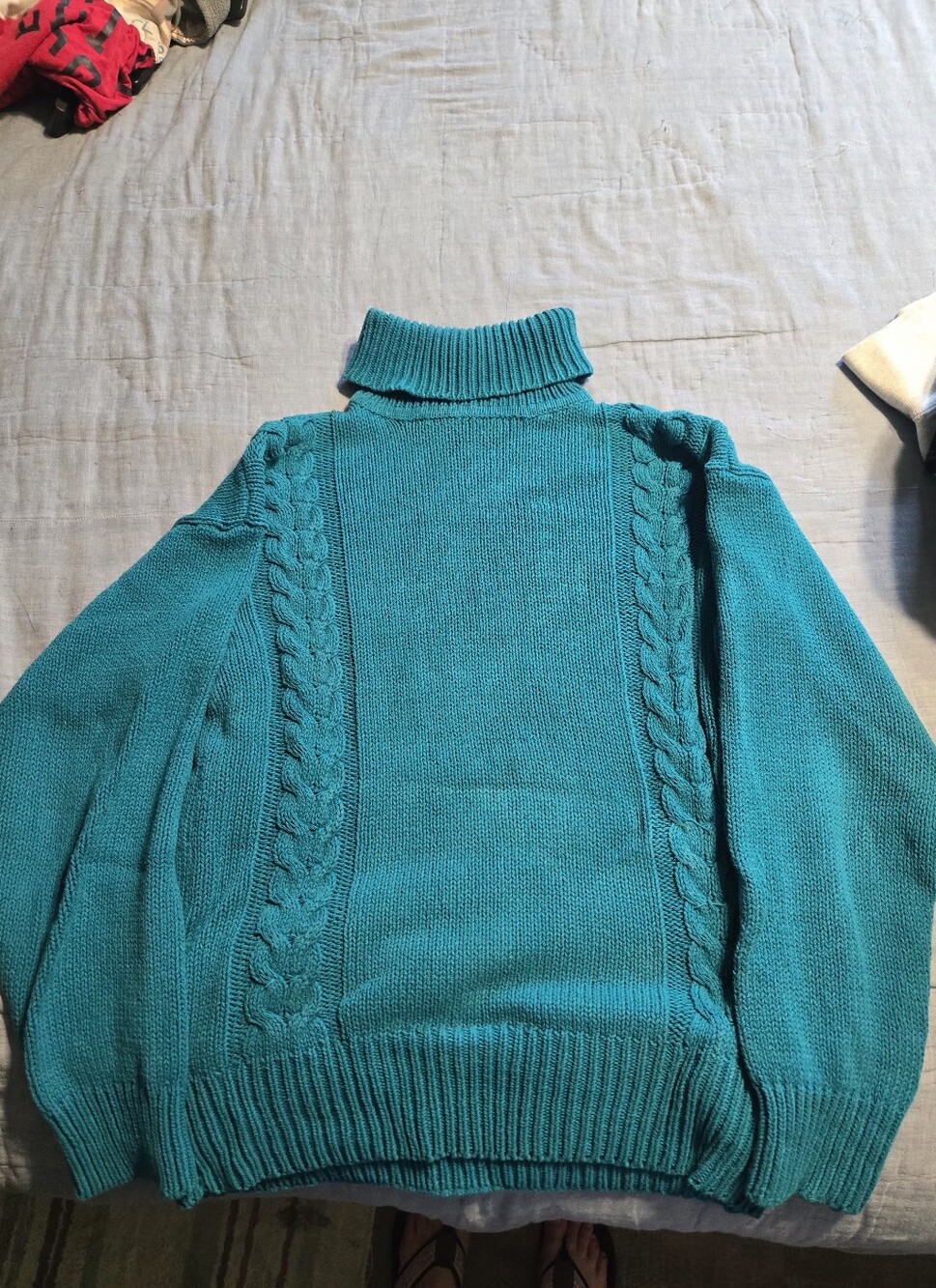 Vintage Eddie Bauer Teal Cable Turtleneck Sweater